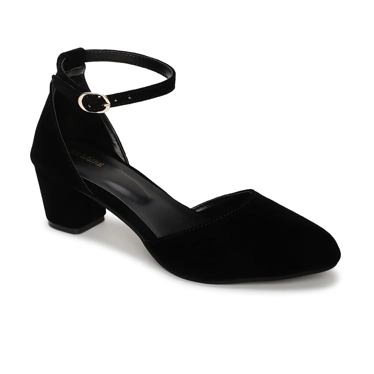 Marc Loire Women’s Pointed Toe Block Heel Fashion Sandals with Buckled Ankle Strap (Black, numeric_6)