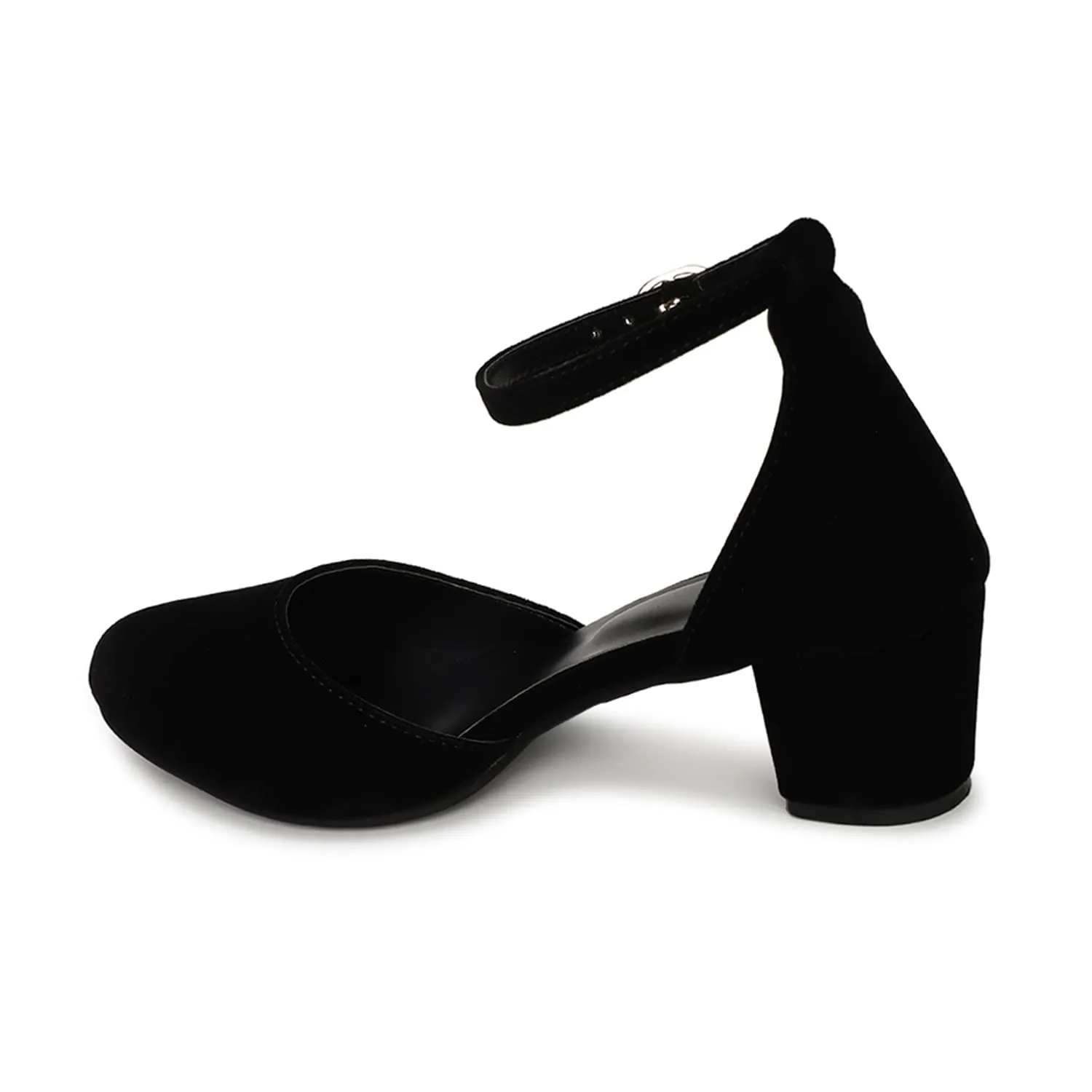 Marc Loire Women’s Pointed Toe Block Heel Fashion Sandals with Buckled Ankle Strap (Black, numeric_6)