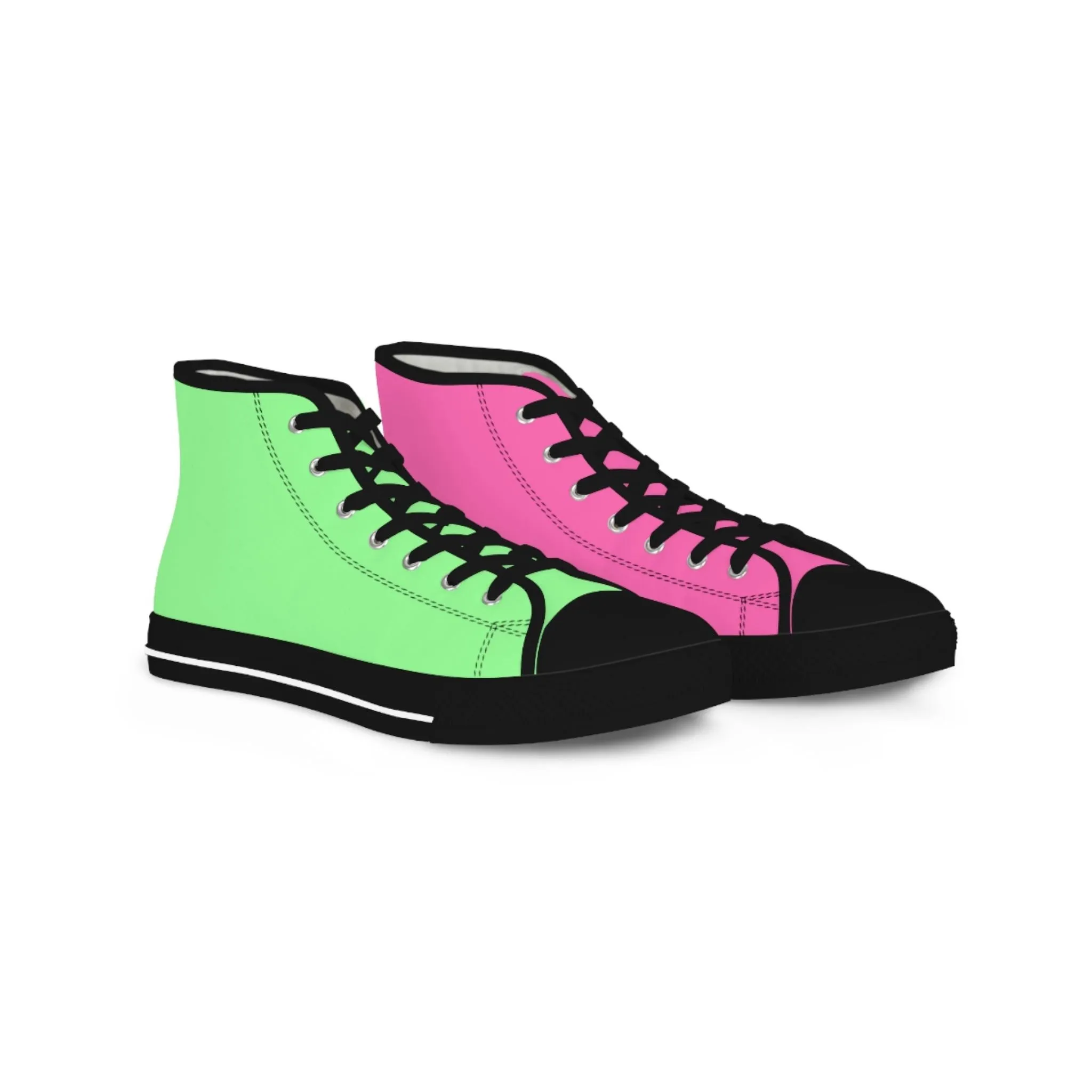 Men's Pink & Green Mismatched High Top Sneakers