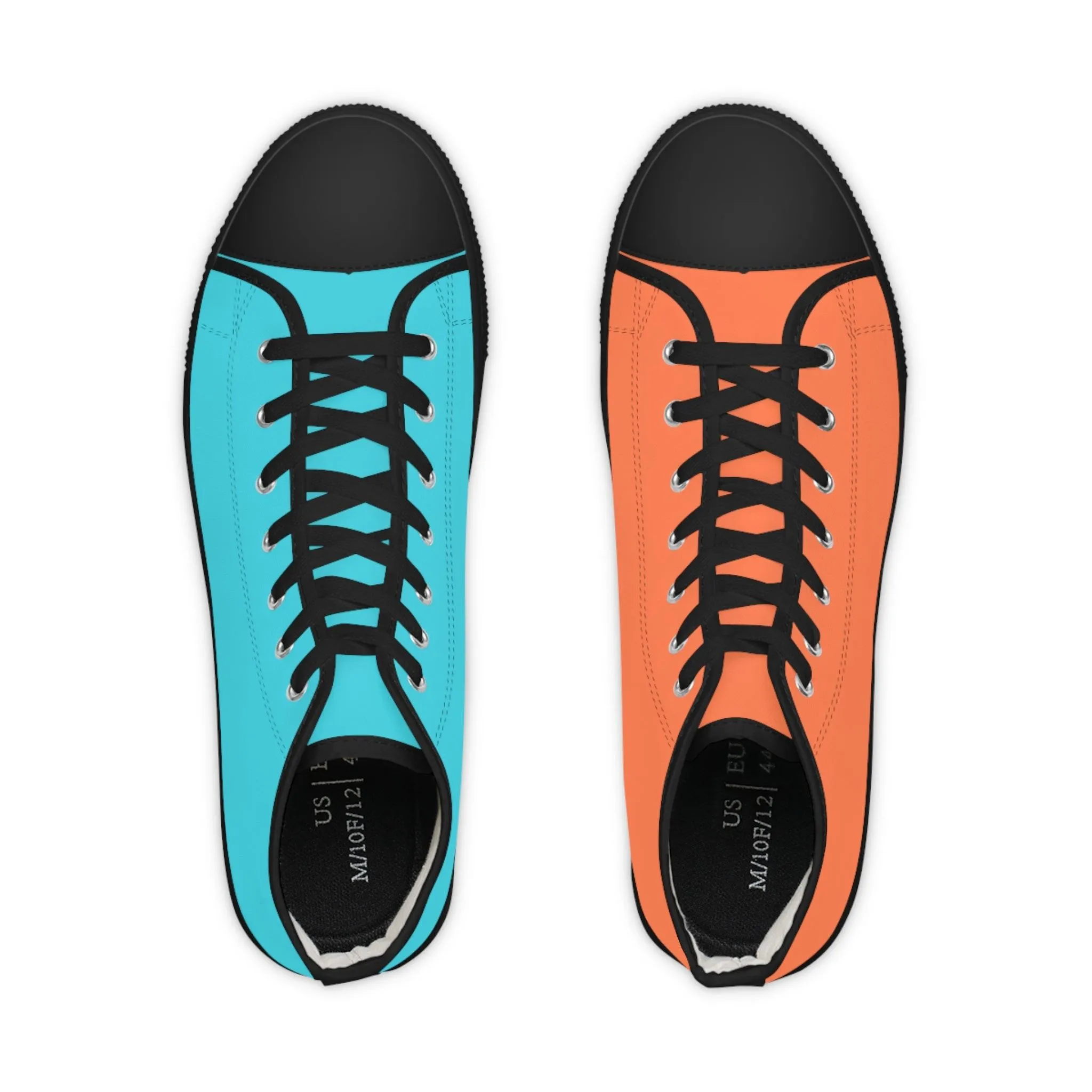 Men's Turquoise & Coral Mismatched High Top Sneakers