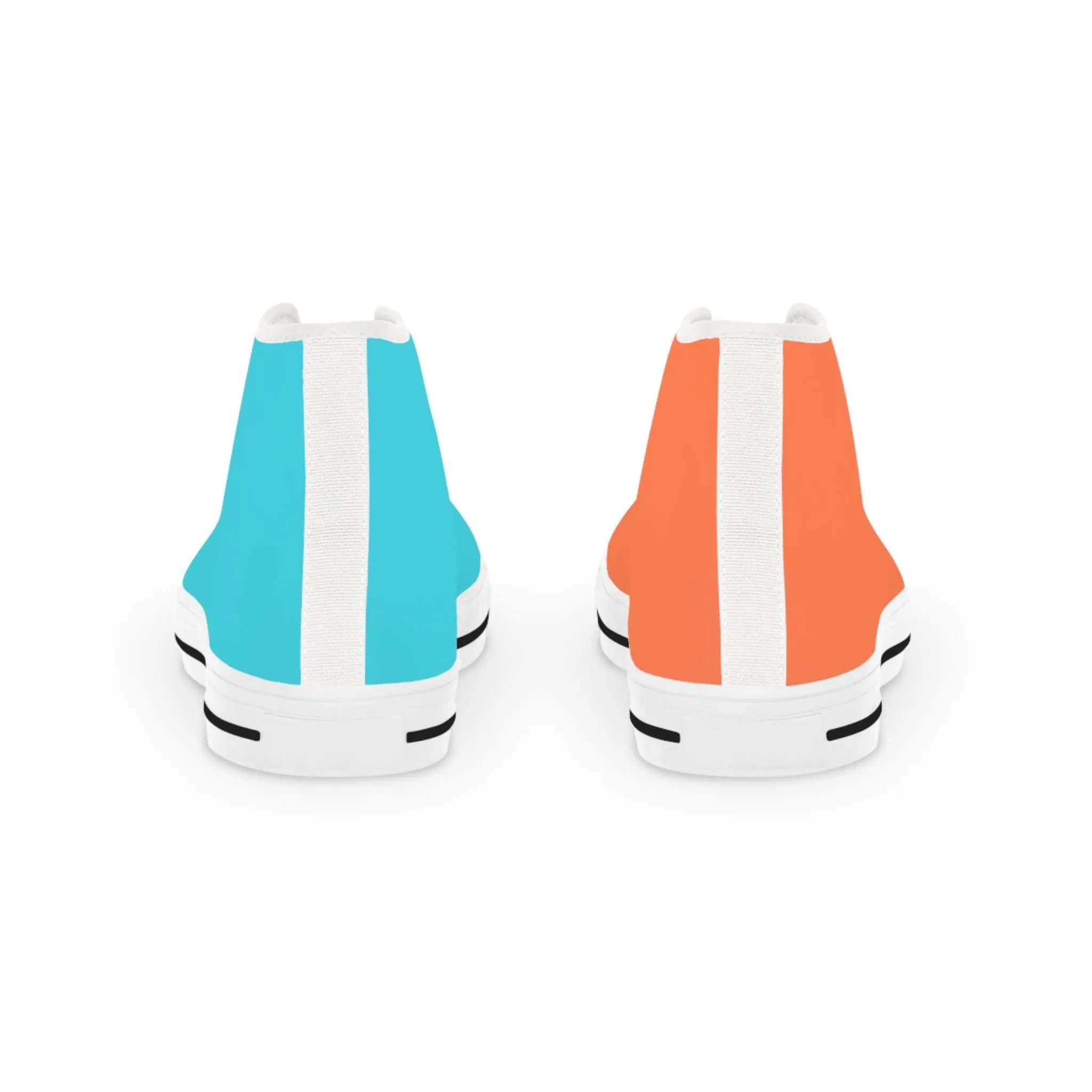 Men's Turquoise & Coral Mismatched High Top Sneakers