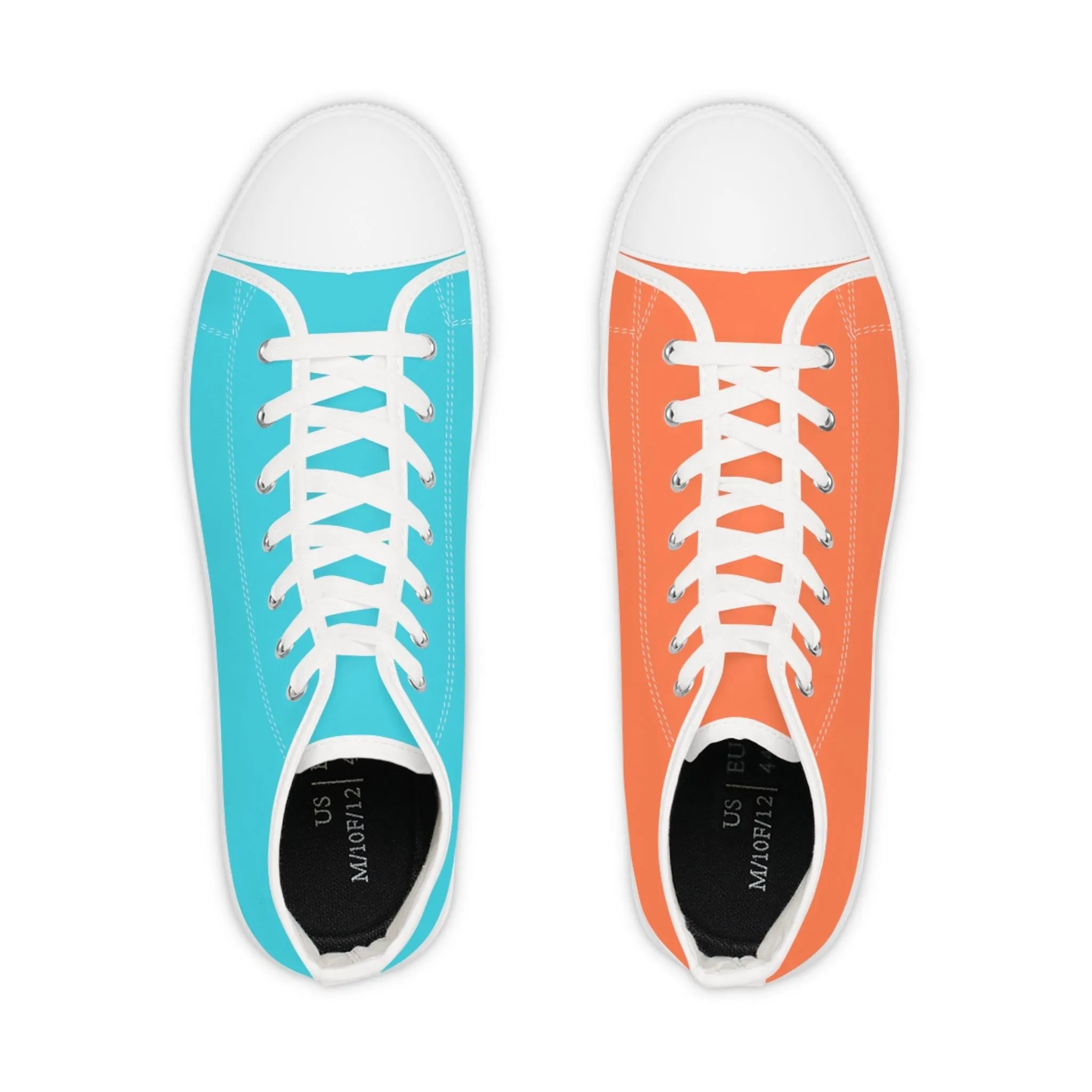 Men's Turquoise & Coral Mismatched High Top Sneakers