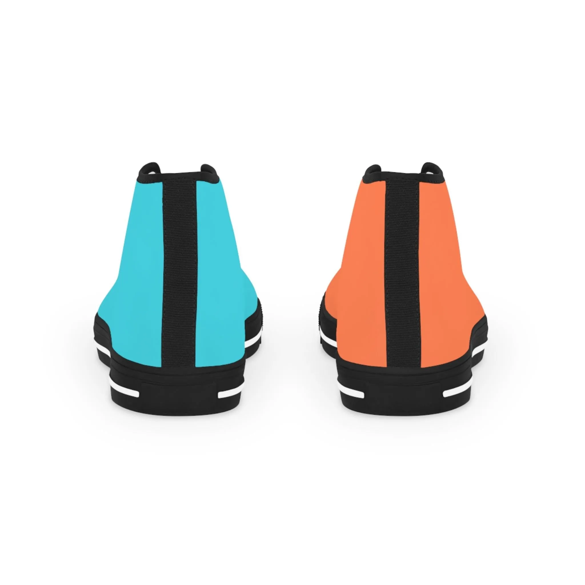 Men's Turquoise & Coral Mismatched High Top Sneakers