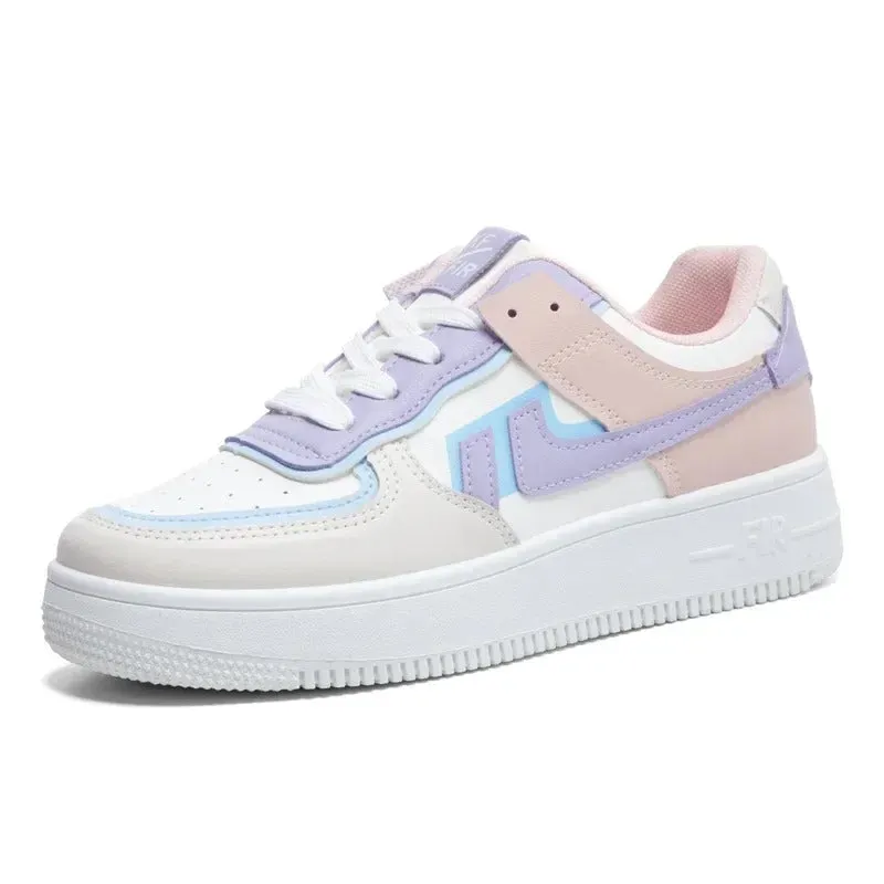 Meredith - Trendy White Platform Canvas Sneakers for Women