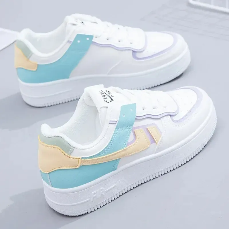 Meredith - Trendy White Platform Canvas Sneakers for Women