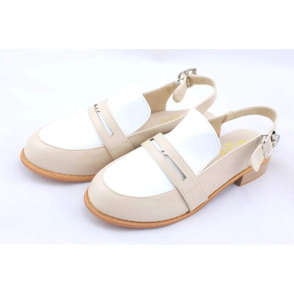 Michelle beige masculine penny ball flats