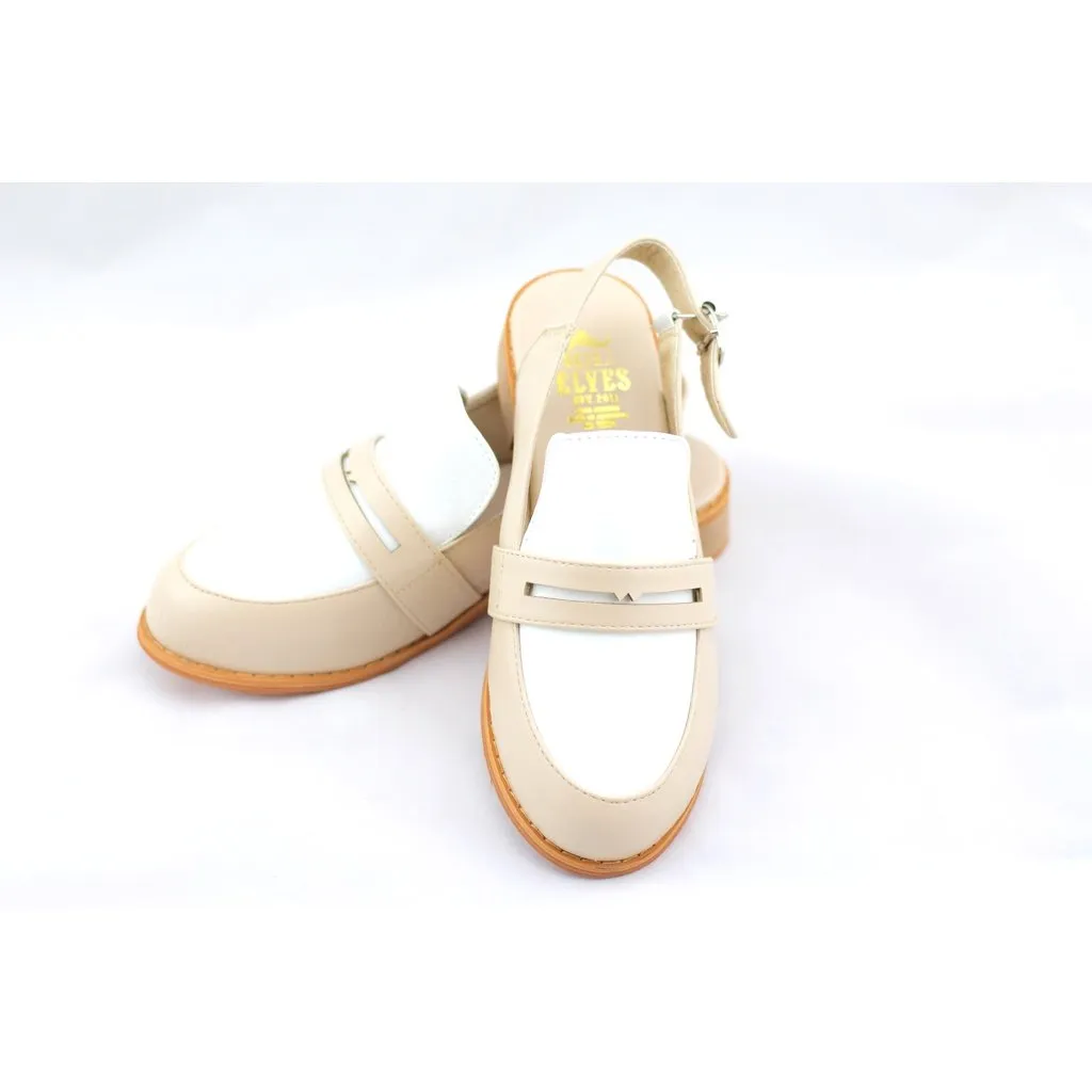 Michelle beige masculine penny ball flats