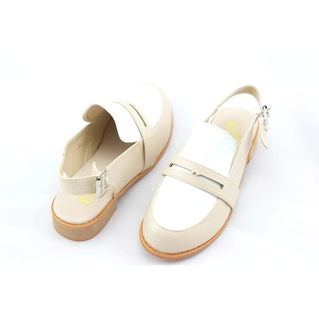 Michelle beige masculine penny ball flats