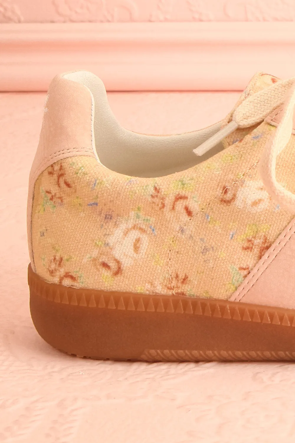 Noelle | Floral Sneakers w/ Pink Suede Accents