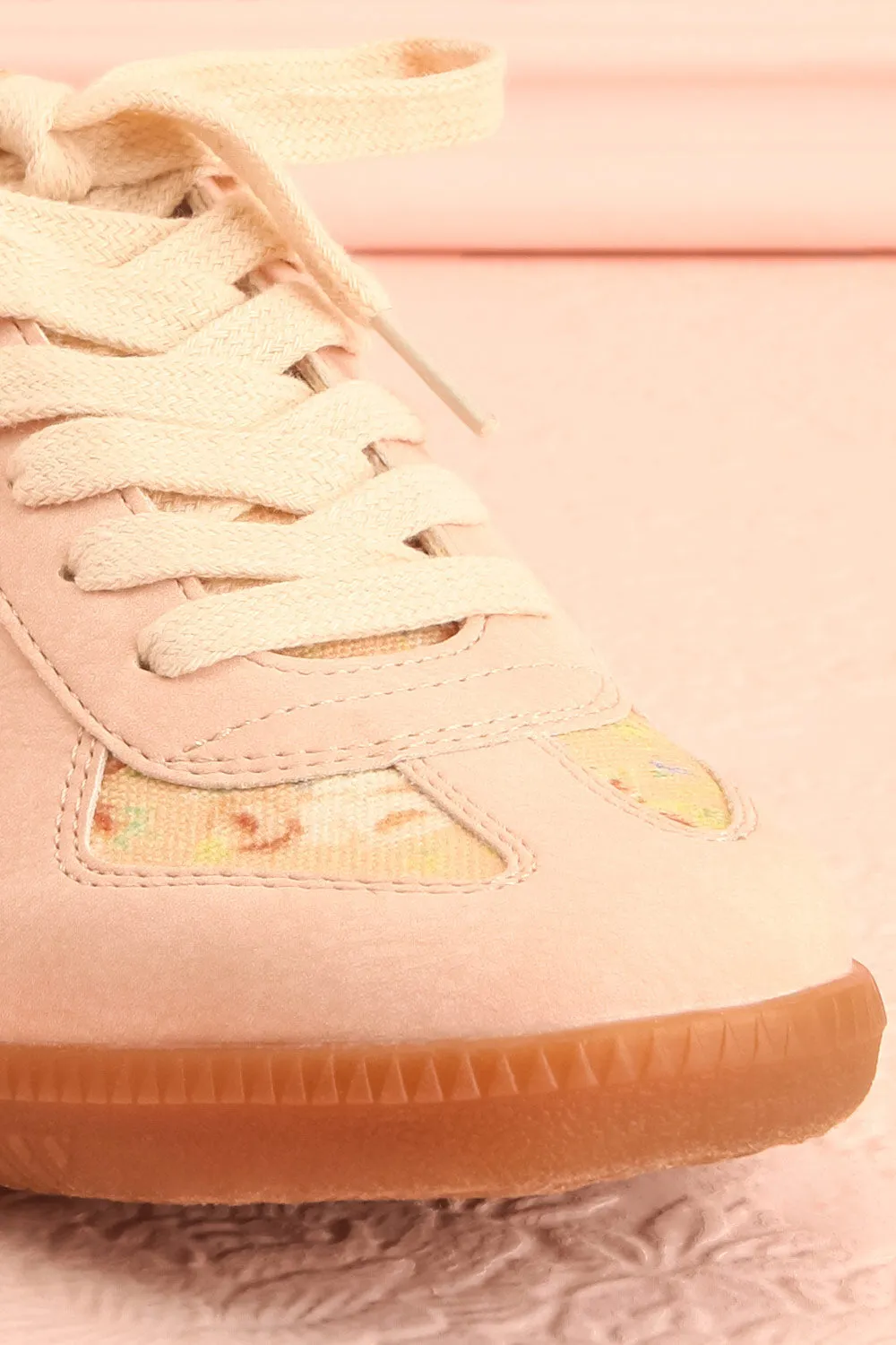 Noelle | Floral Sneakers w/ Pink Suede Accents