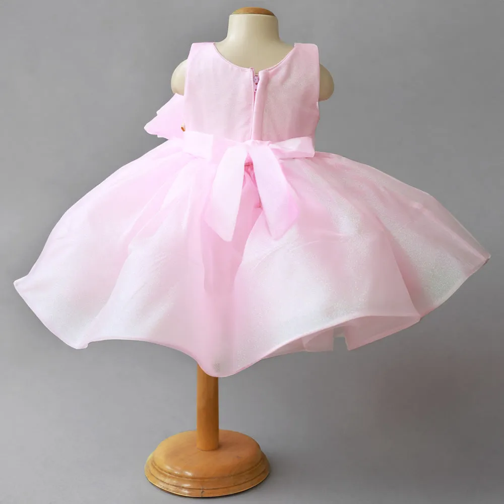 Pink & Purple Bow Embellished Sleeveless Party Dress