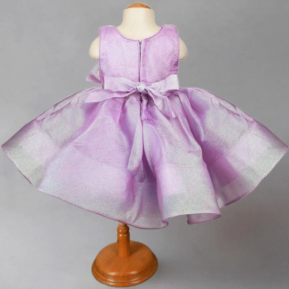 Pink & Purple Bow Embellished Sleeveless Party Dress