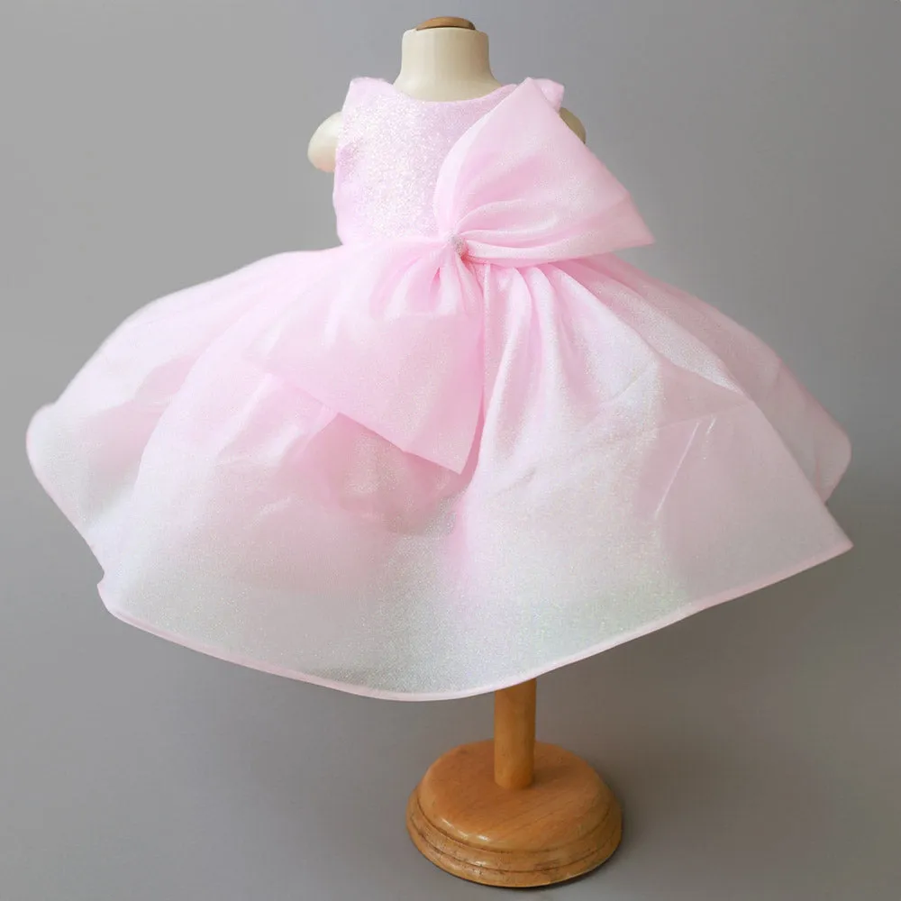 Pink & Purple Bow Embellished Sleeveless Party Dress