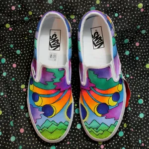 Solar Eclipse custom Vans Slip On Sneakers