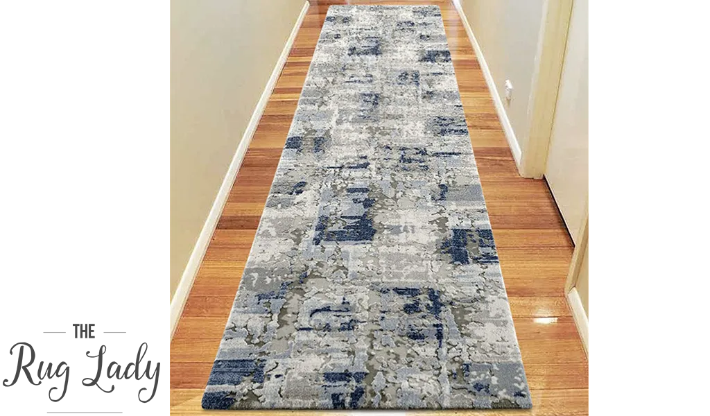 Supreme Blue Grey Abstract Canvas Rug