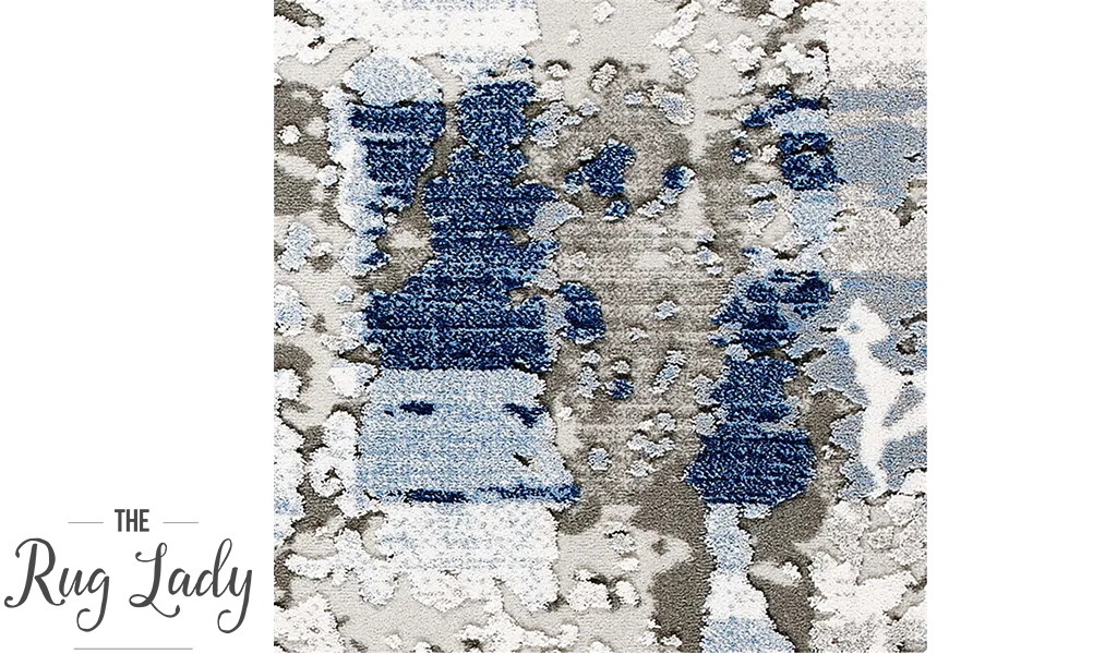 Supreme Blue Grey Abstract Canvas Rug