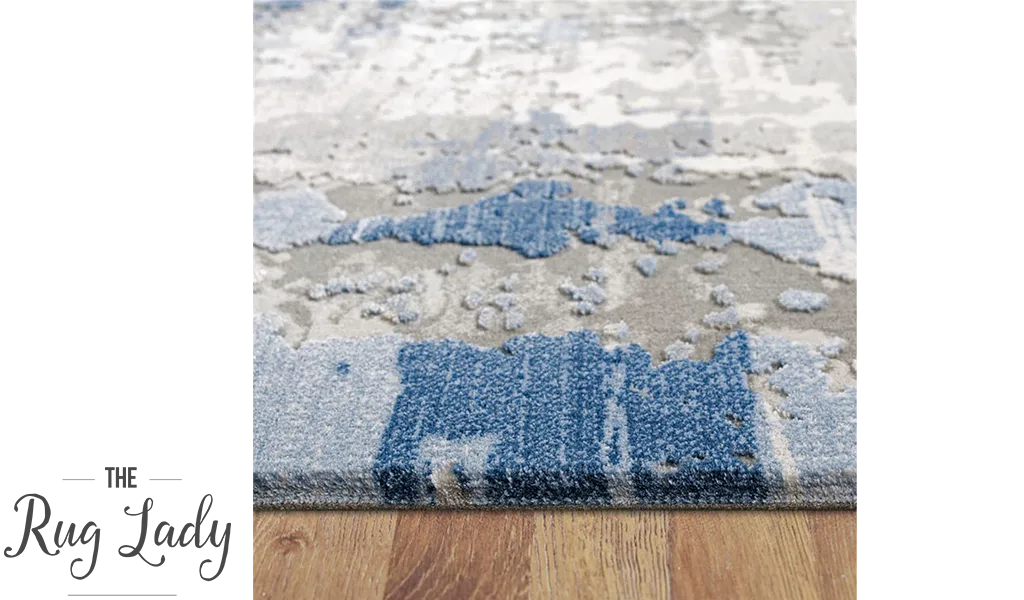 Supreme Blue Grey Abstract Canvas Rug