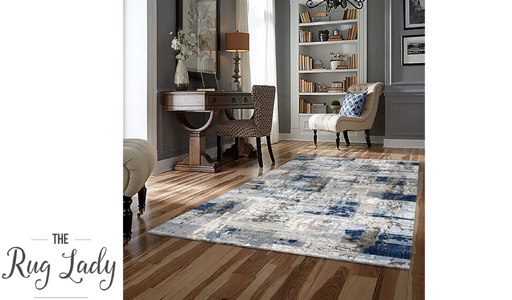 Supreme Blue Grey Abstract Canvas Rug