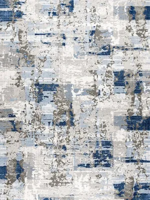 Supreme Blue Grey Abstract Canvas Rug