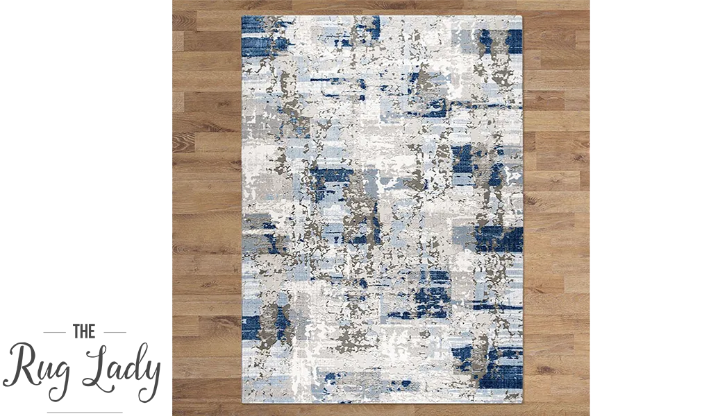Supreme Blue Grey Abstract Canvas Rug