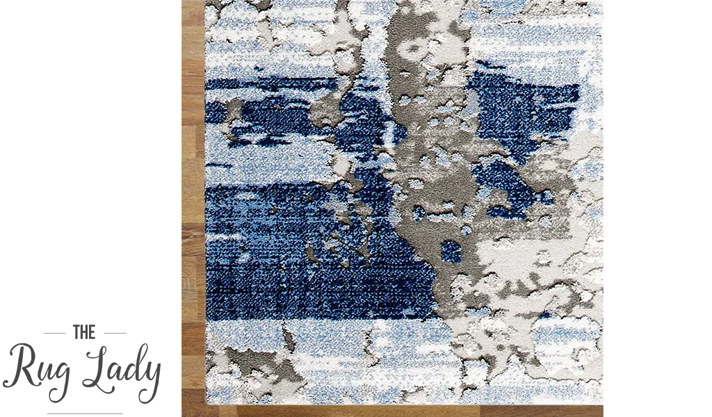 Supreme Blue Grey Abstract Canvas Rug