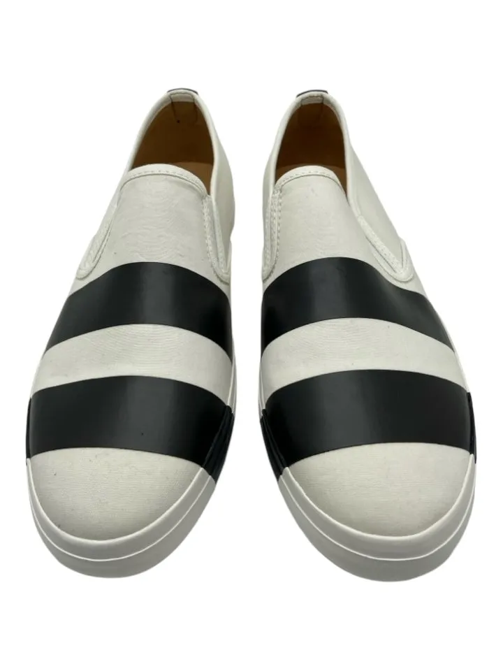 The Office of Angela Scott Shoe Size 9.5 White & Black Canvas Rubber Sneakers