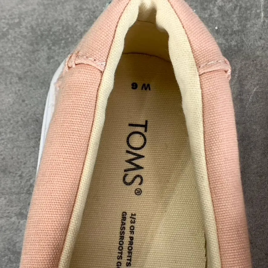 TOMS Women's Salmon Luca Canvas Wrapped Round-Toe Slip-On Sneakers SZ 6
