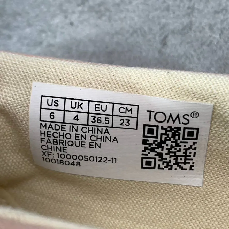 TOMS Women's Salmon Luca Canvas Wrapped Round-Toe Slip-On Sneakers SZ 6