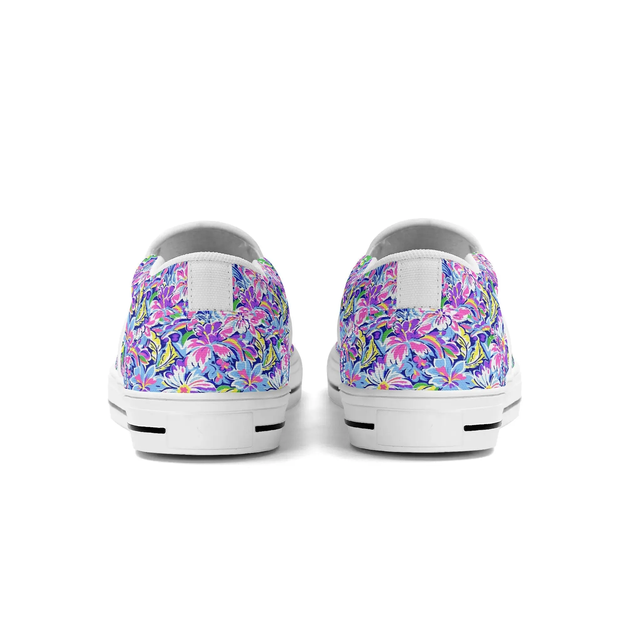 Tropical Burst: Vibrant Summer Flowers in Full Bloom Womens Canvas Slip On Shoes US5-US12