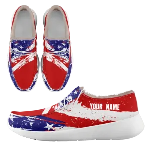 Unique Gift,Personalized USA Flag Sneakers, Custom Stars and Stripes Loafer Shoes, Fur Lining Shoe, Pride in Comfort,FN042-24020304-1w