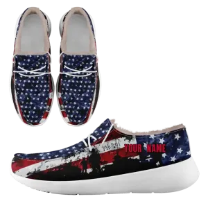 Unique Gift,Personalized USA Flag Sneakers, Custom Stars and Stripes Loafer Shoes, Fur Lining Shoe, Pride in Comfort,FN042-24020304-7w
