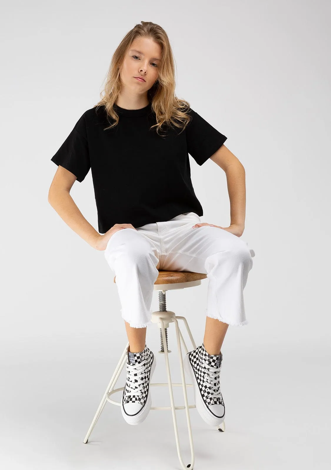 Unisex Black White Hi-Top Sneakers Canvas B&W