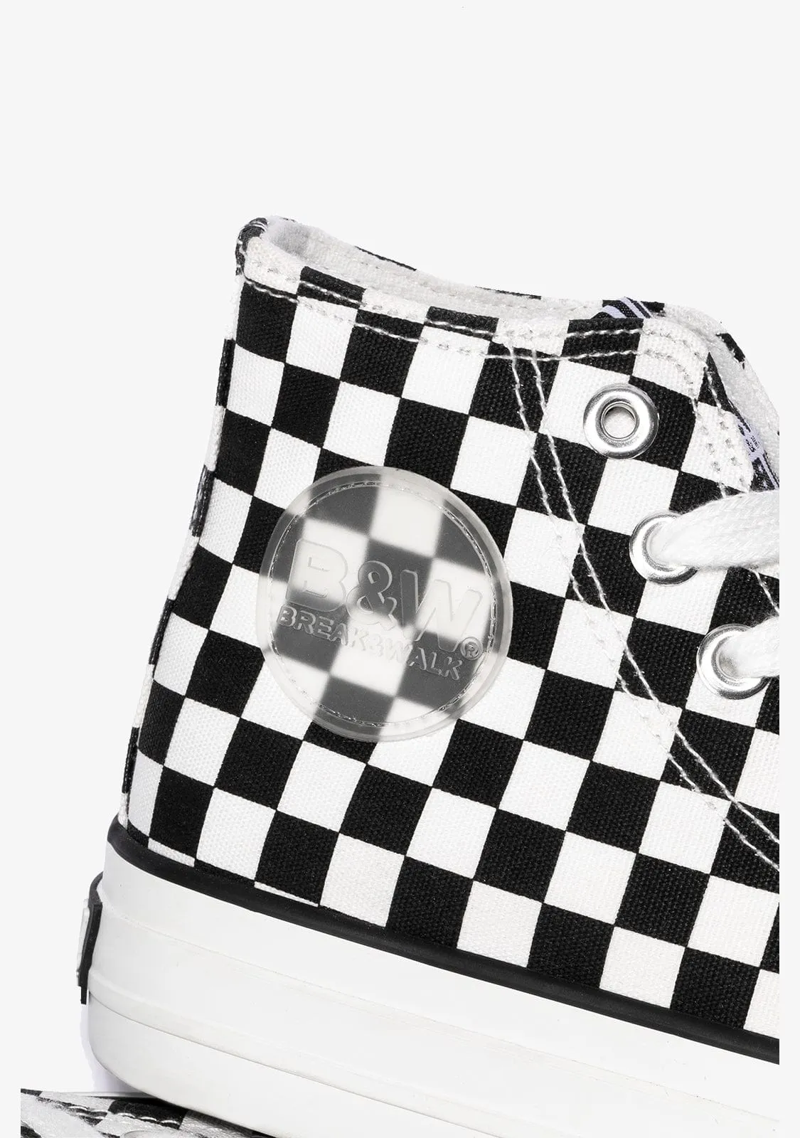 Unisex Black White Hi-Top Sneakers Canvas B&W