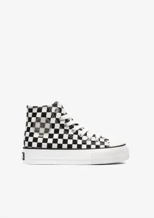 Unisex Black White Hi-Top Sneakers Canvas B&W