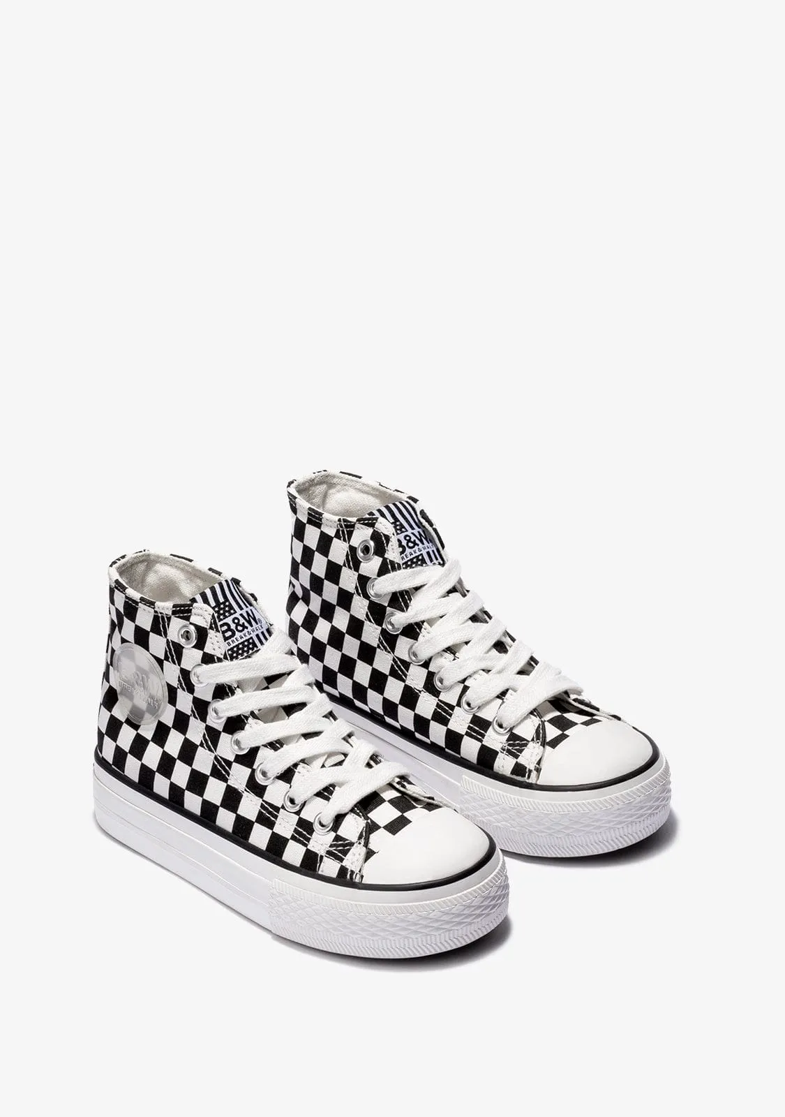 Unisex Black White Hi-Top Sneakers Canvas B&W