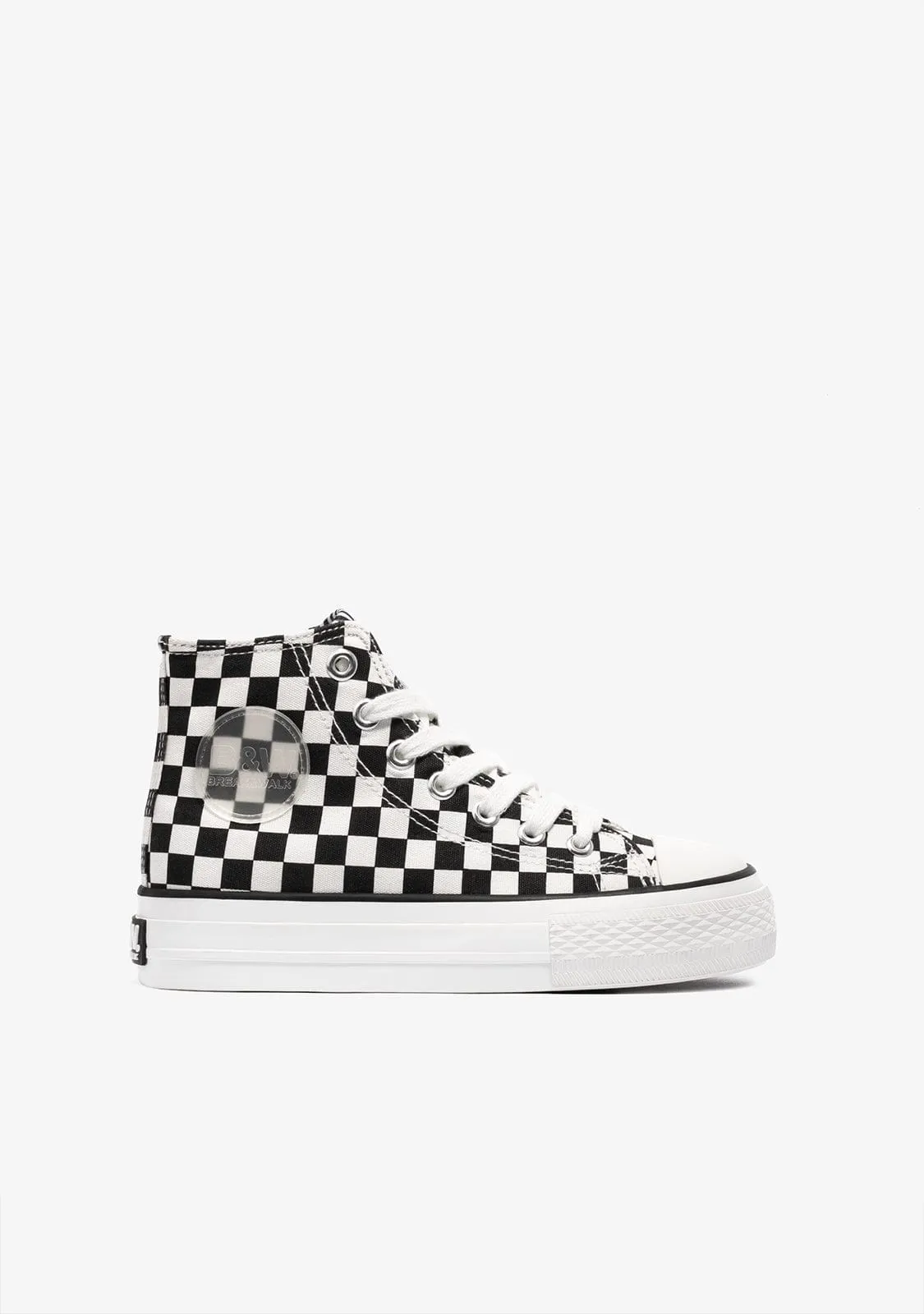 Unisex Black White Hi-Top Sneakers Canvas B&W