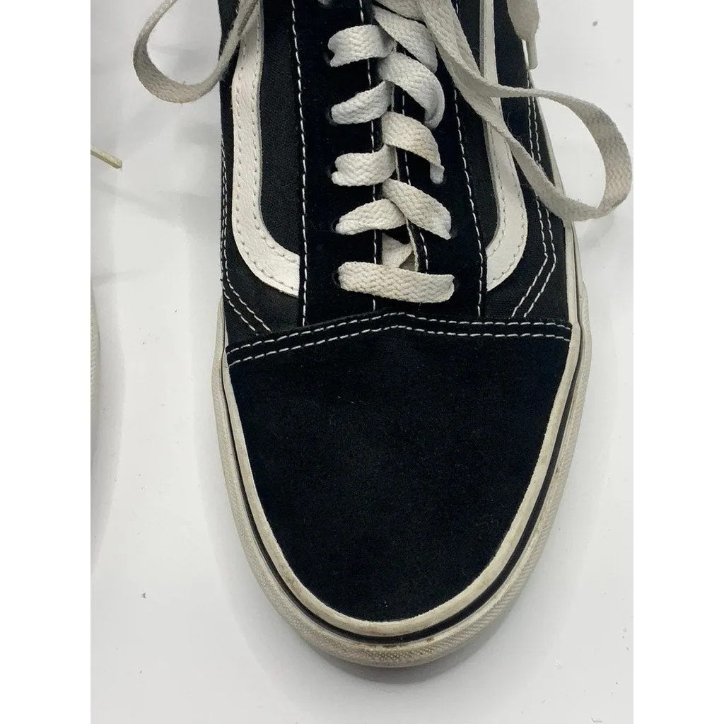 VANS Men's Black/White Old Skool Lace-Up Low Top Side Stripe Sneakers SZ 10