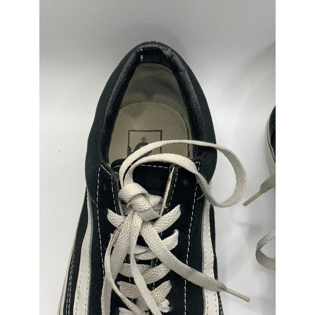 VANS Men's Black/White Old Skool Lace-Up Low Top Side Stripe Sneakers SZ 10