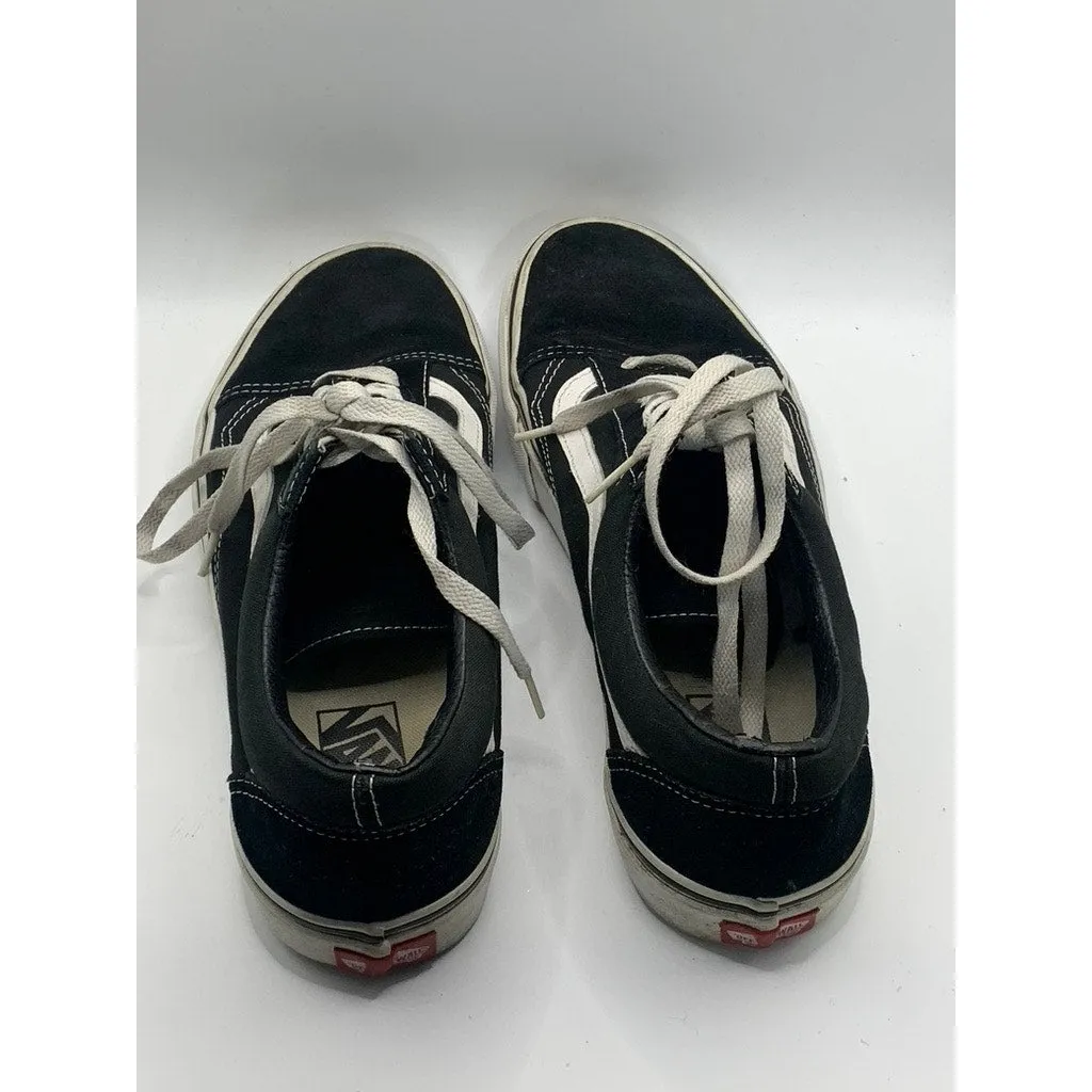 VANS Men's Black/White Old Skool Lace-Up Low Top Side Stripe Sneakers SZ 10