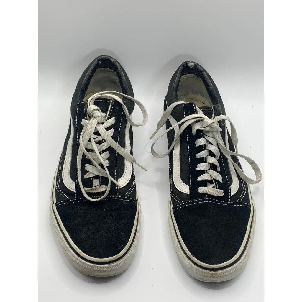 VANS Men's Black/White Old Skool Lace-Up Low Top Side Stripe Sneakers SZ 10