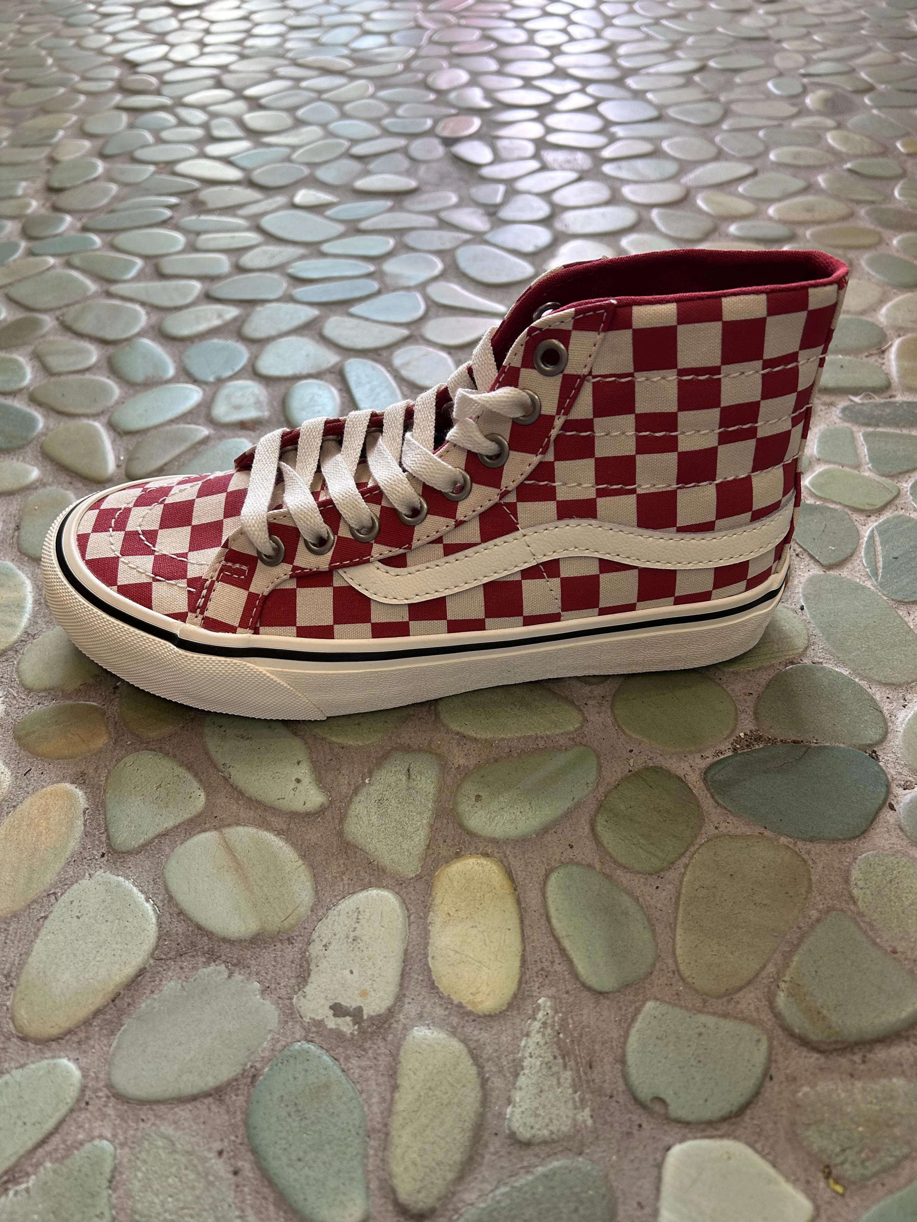 VANS SK8-Hi Decon VR3 checkerboard red sneakers