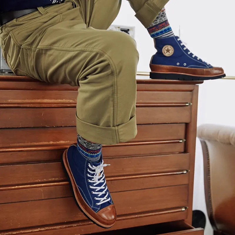 Vintage Leather Canvas Sneakers V0121