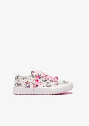 White Unicorn Canvas Sneakers
