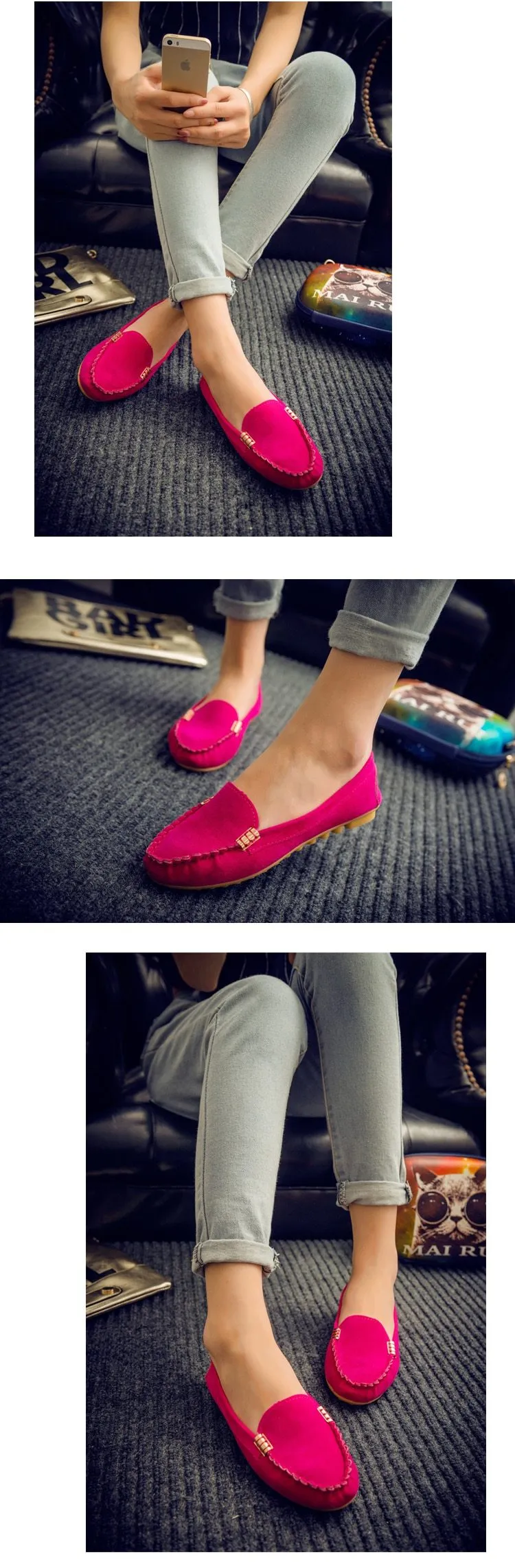 Women Flats shoes Loafers Candy Color Slip Flats Shoes Ballet Comfortable Ladies mens cover pair