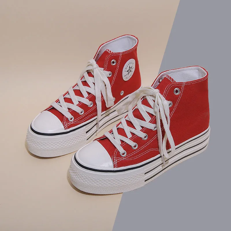 Women's Platform Trendy Heightened Easy Wear Korean Canvas Shoes