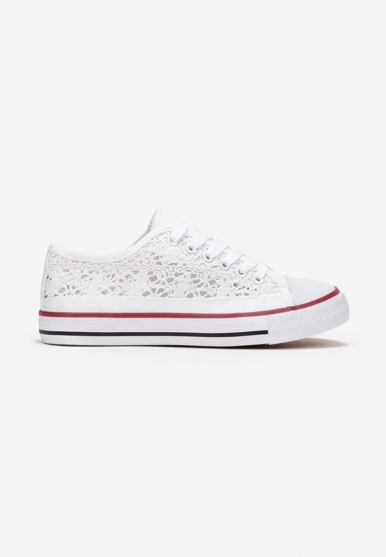 Women's White Mesh Canvas Sneakers | EV97WHITE