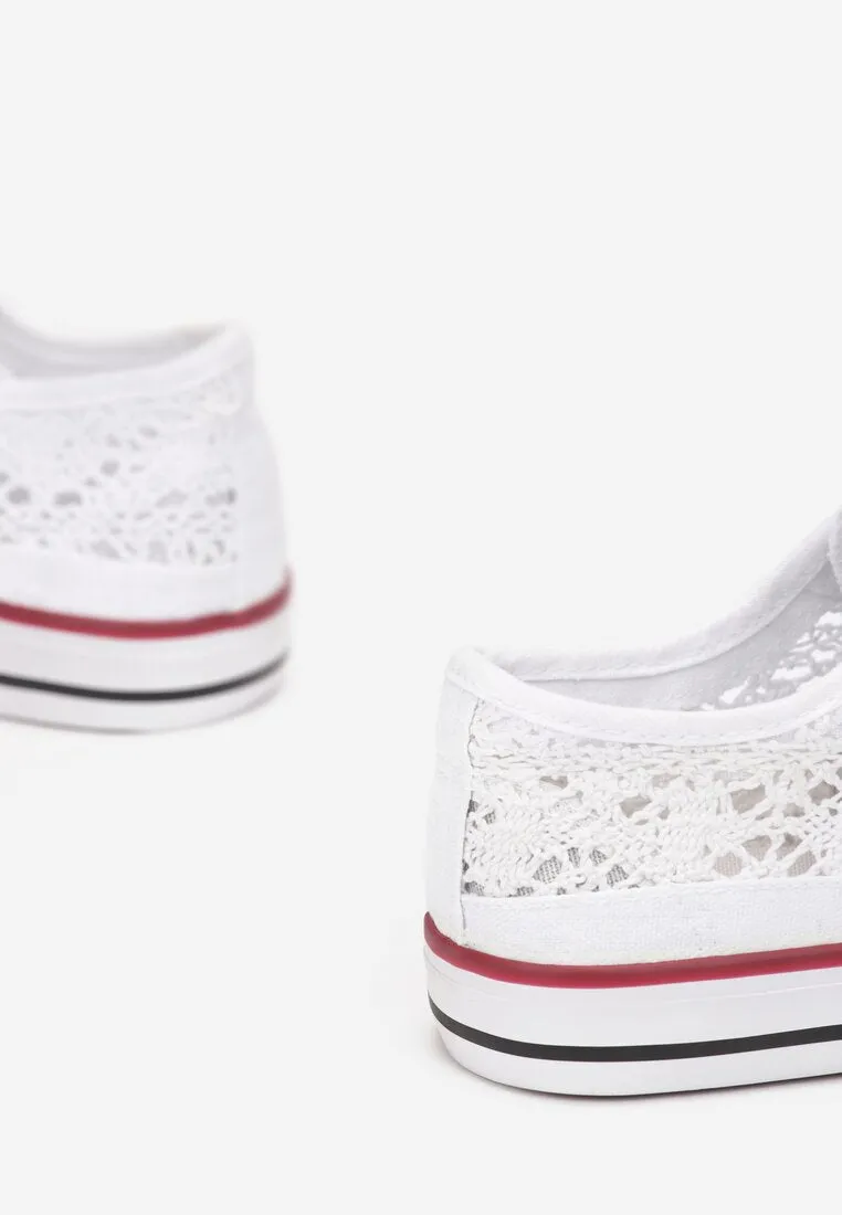 Women's White Mesh Canvas Sneakers | EV97WHITE