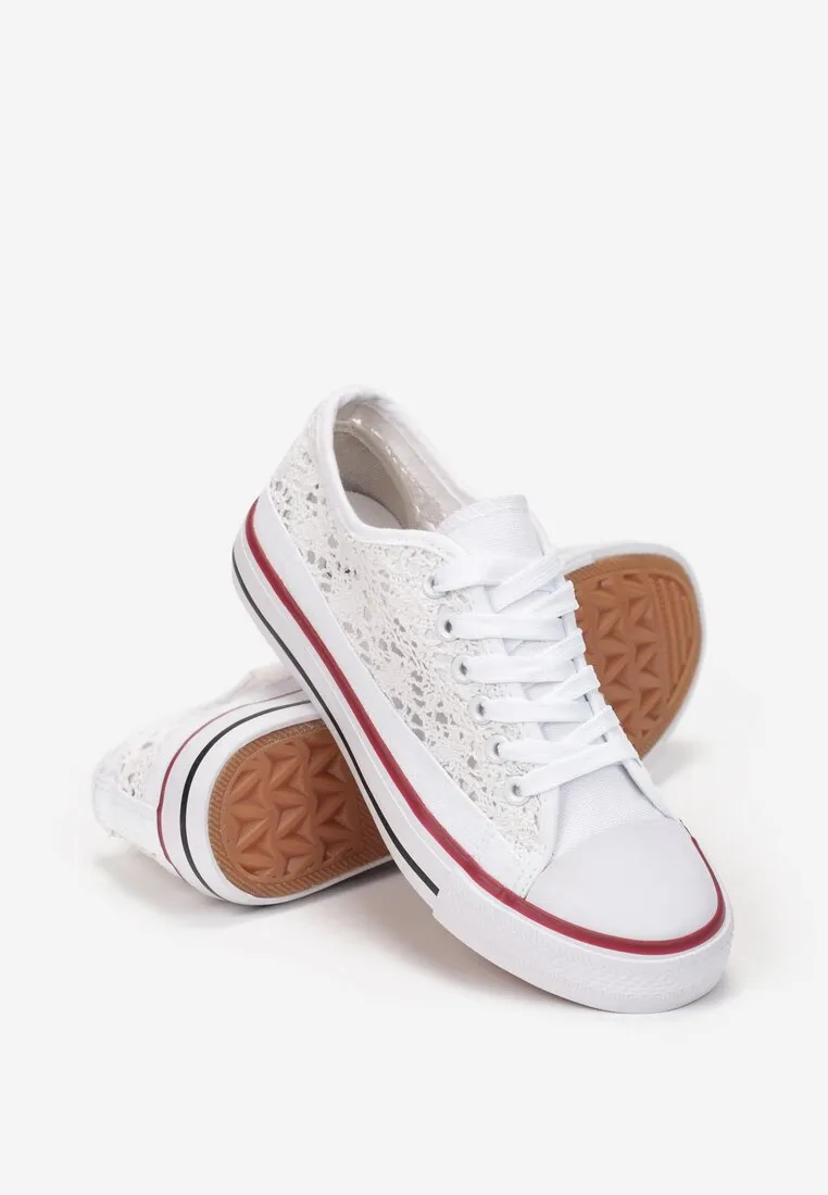 Women's White Mesh Canvas Sneakers | EV97WHITE